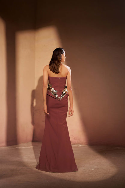 Corset Gown in Wine
