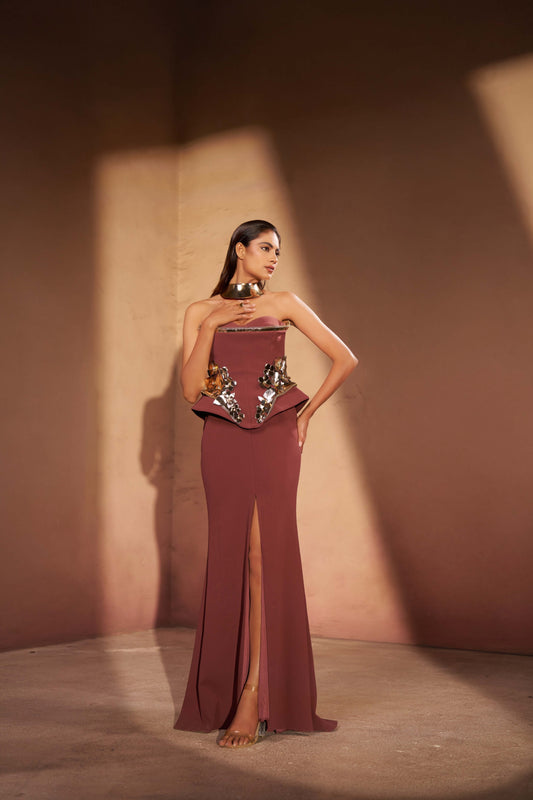 Corset Gown in Wine