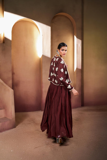Mocha Cloud Embellished Lehenga Set