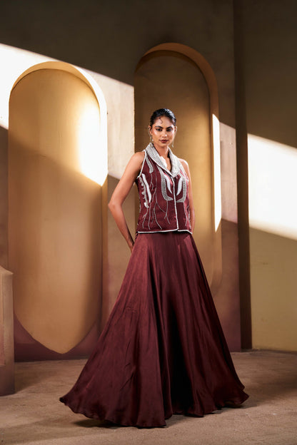 Mocha  Western Waistcoat Set