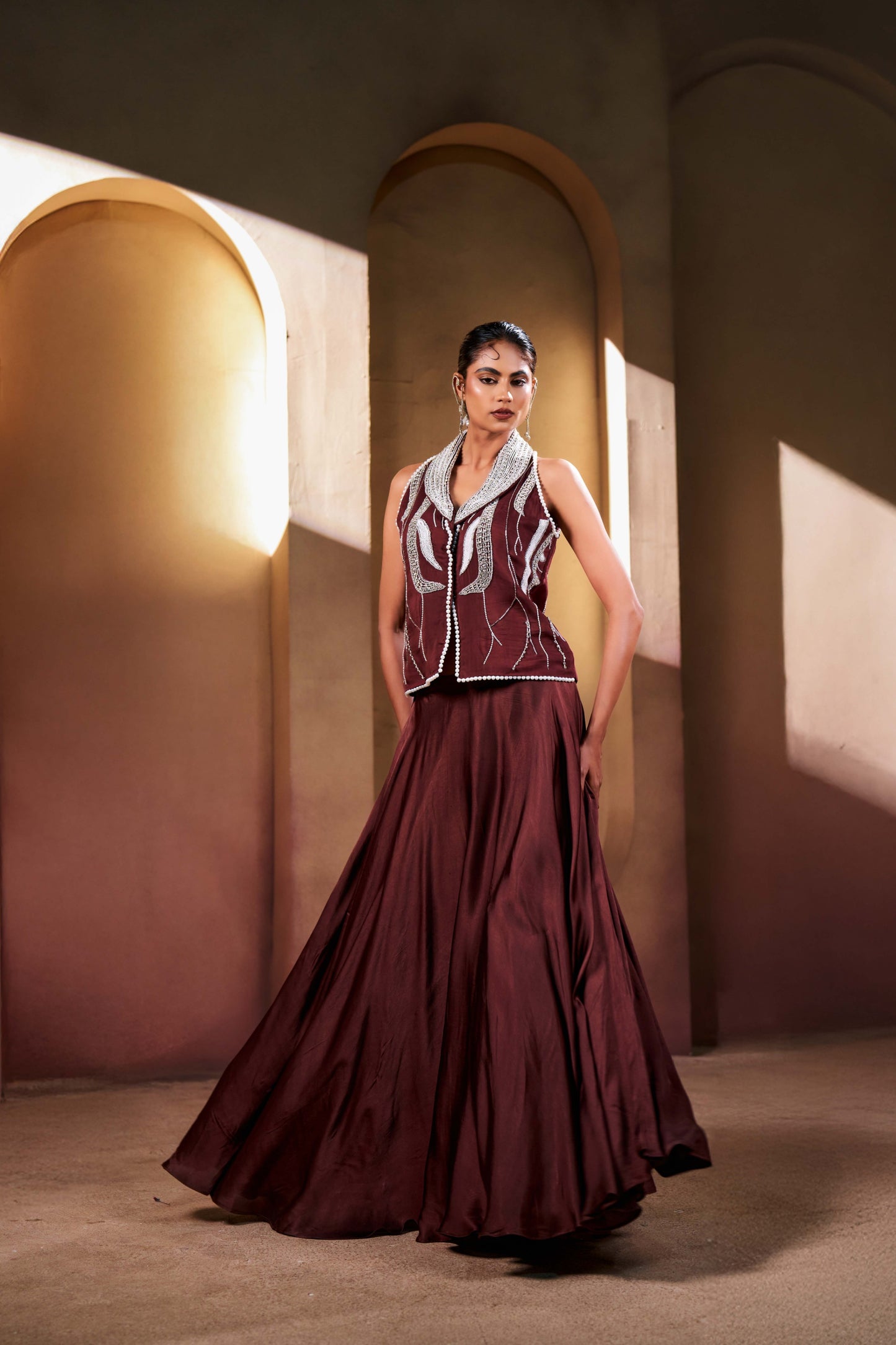 Mocha  Western Waistcoat Set