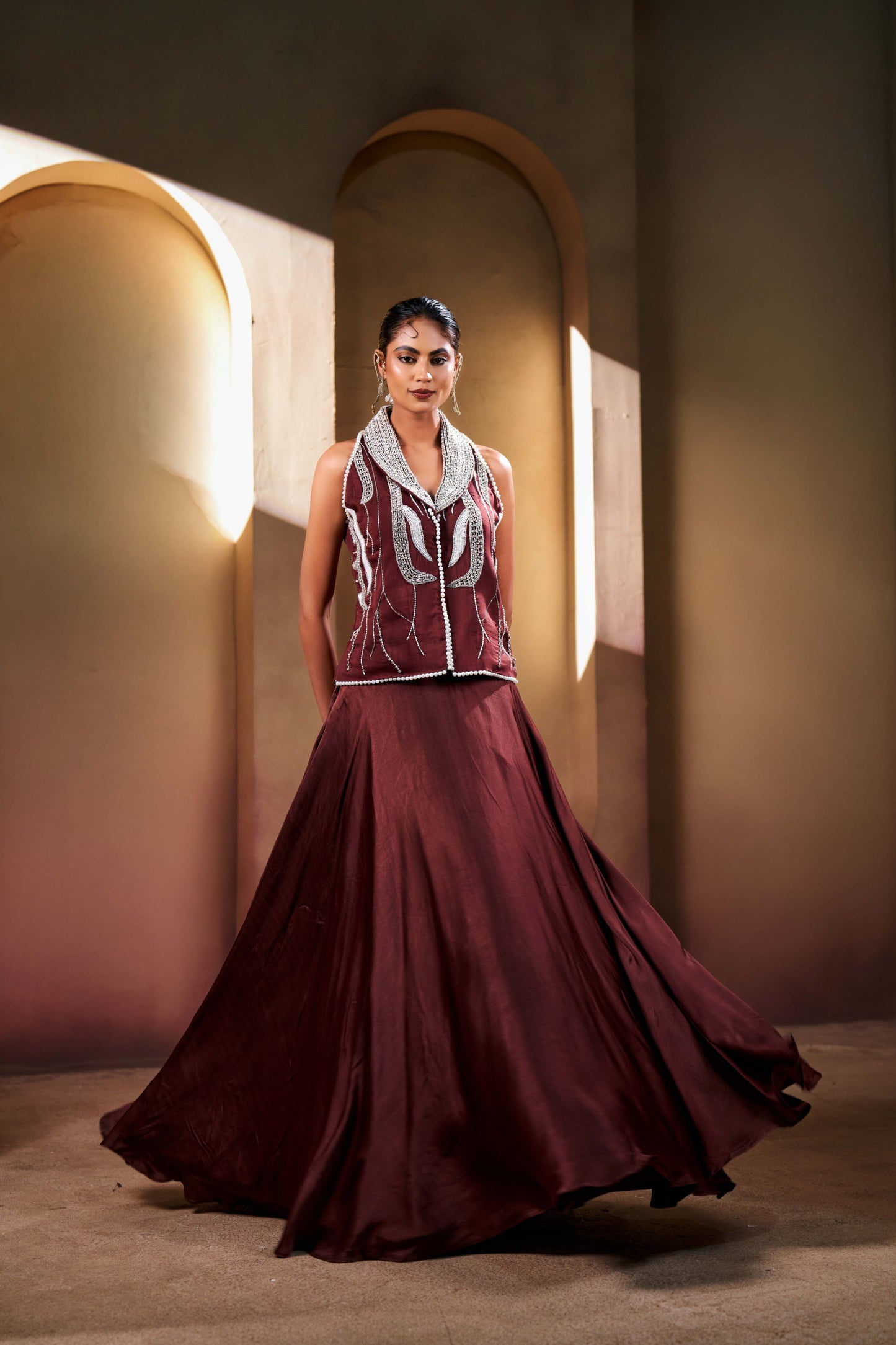 Mocha  Western Waistcoat Set