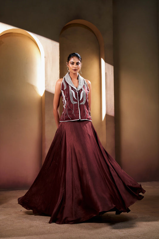 Mocha  Western Waistcoat Set