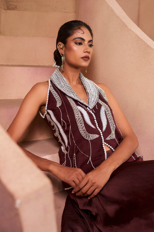 Mocha  Western Waistcoat Set