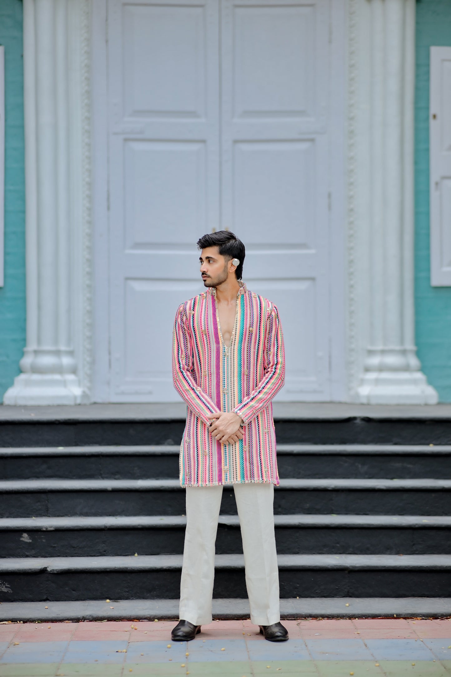 Multicolor Jute Navratri Men’s Kurta Set