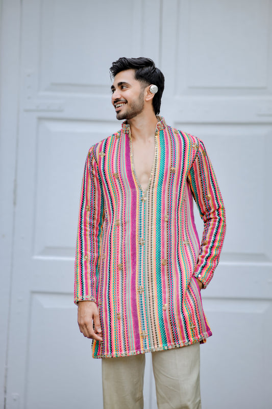 Multicolor Jute Navratri Men’s Kurta Set