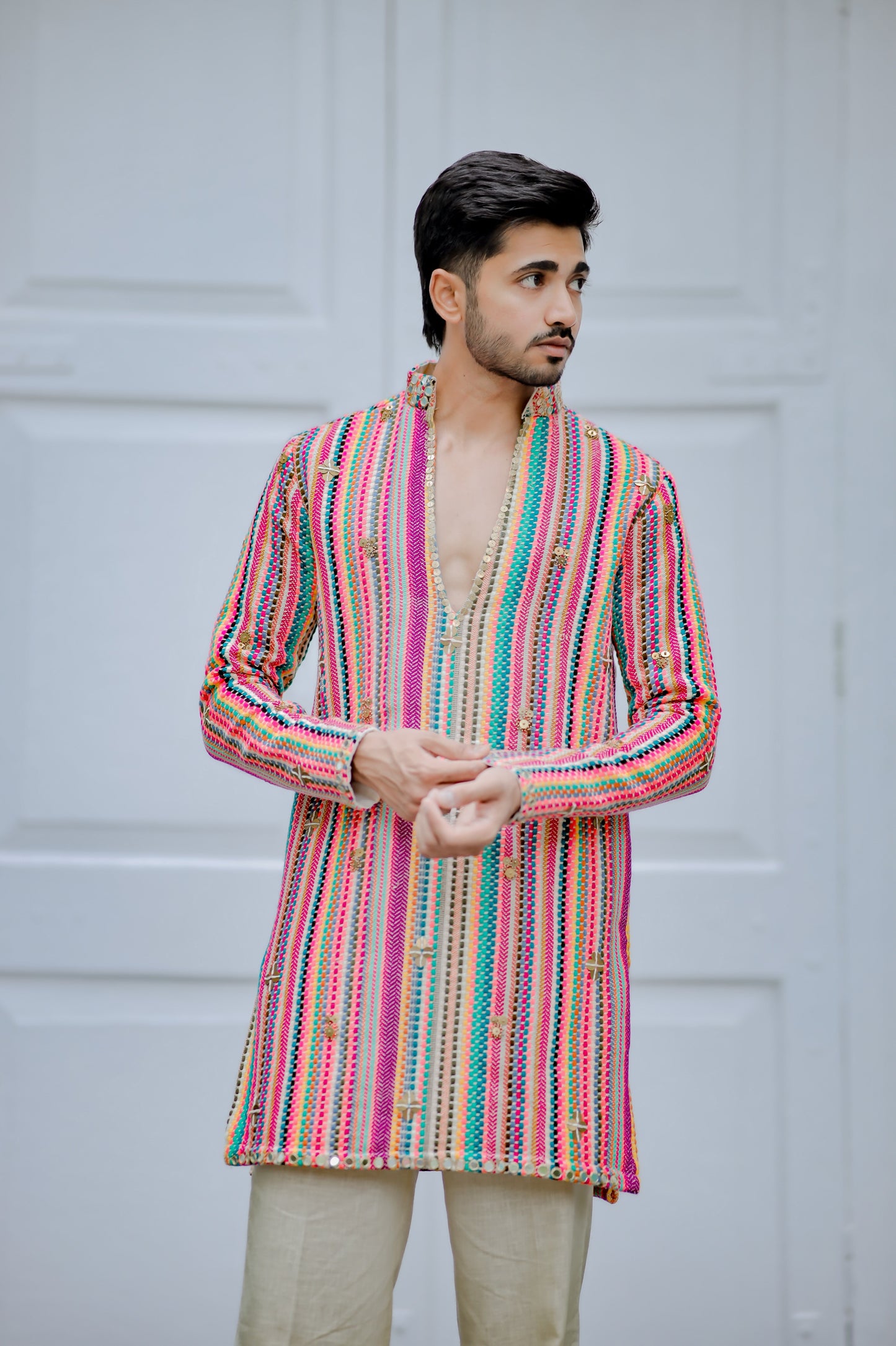 Multicolor Jute Navratri Men’s Kurta Set