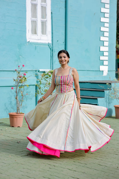 Multicolor Jute Corset Skirt Set