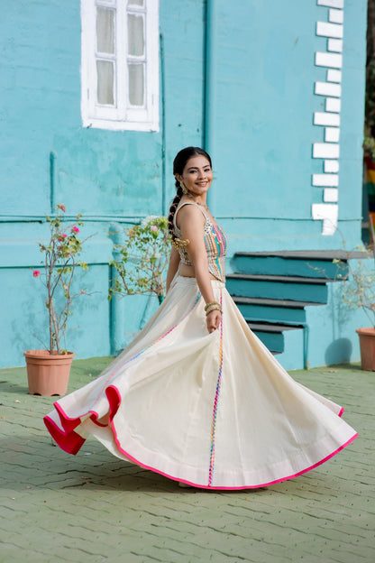 Multicolor Jute Corset Skirt Set