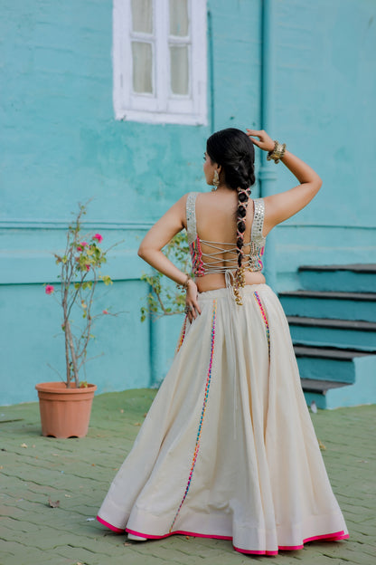 Multicolor Jute Corset Skirt Set