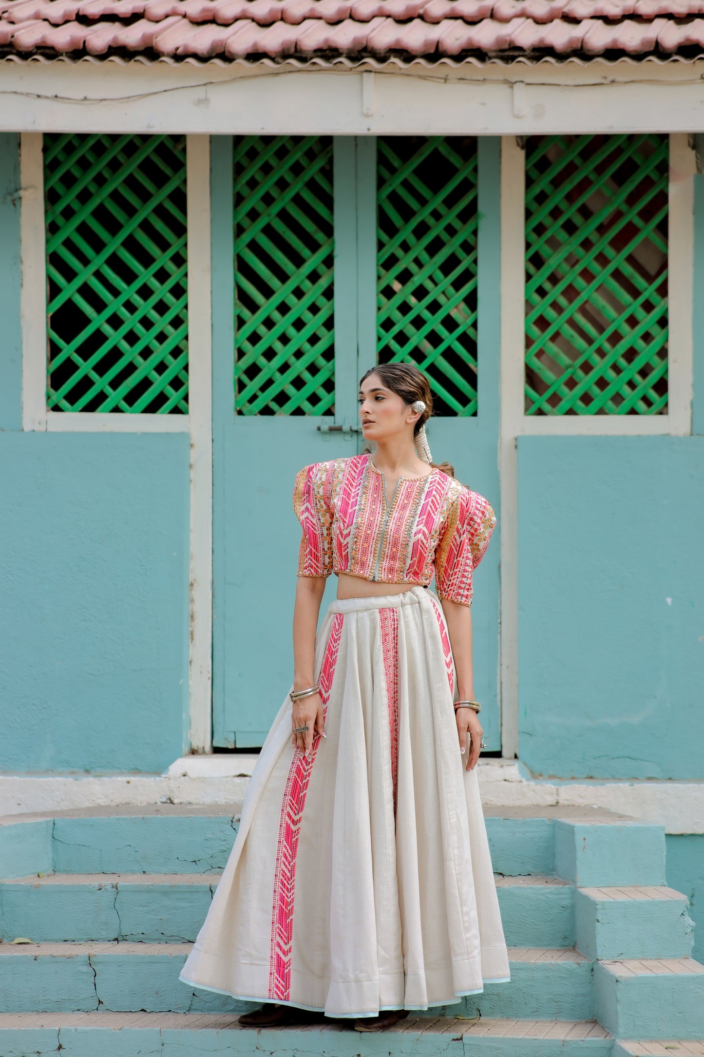 Embroidered Jute Navratri Jacket Set