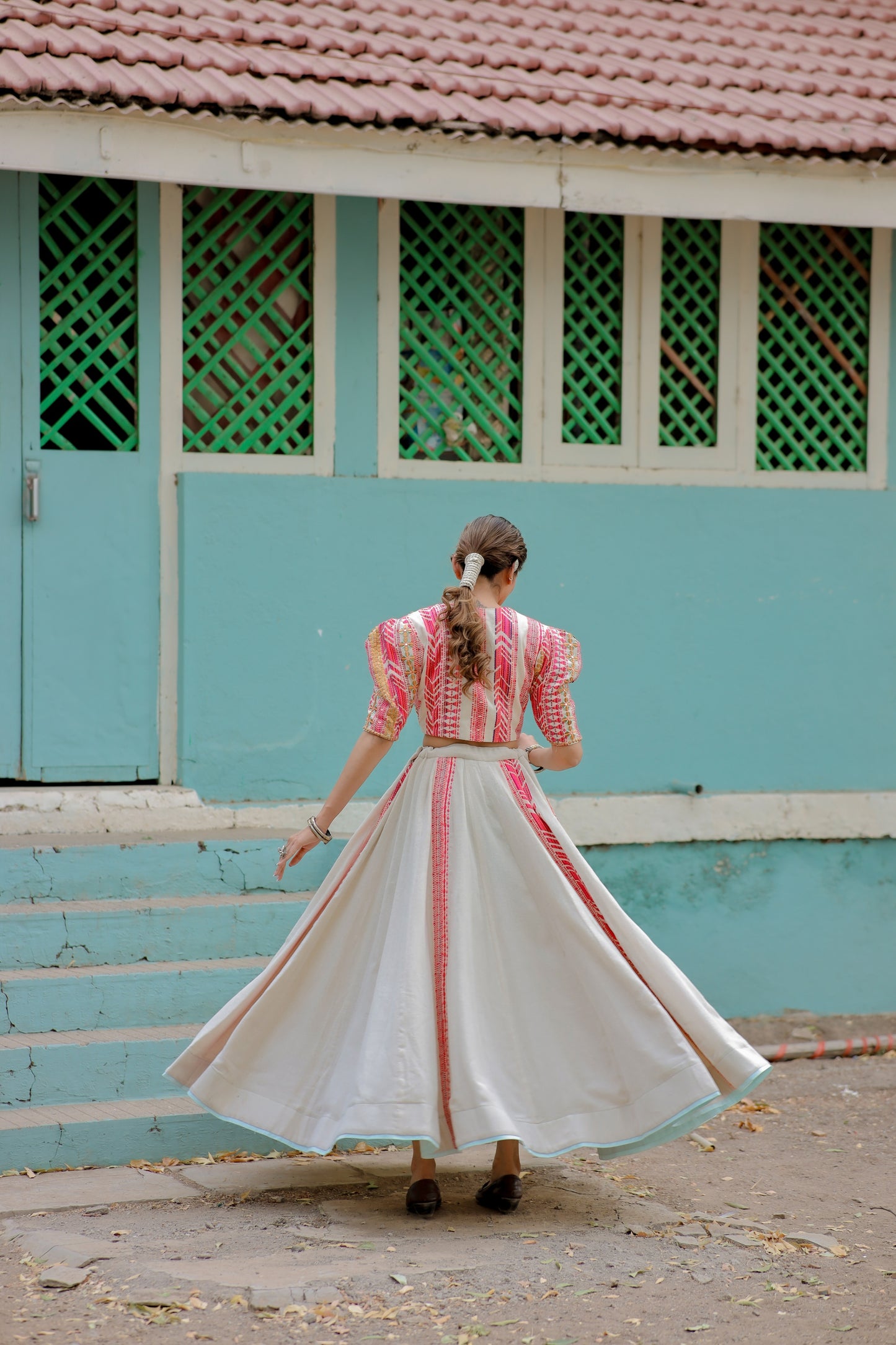 Embroidered Jute Navratri Jacket Set