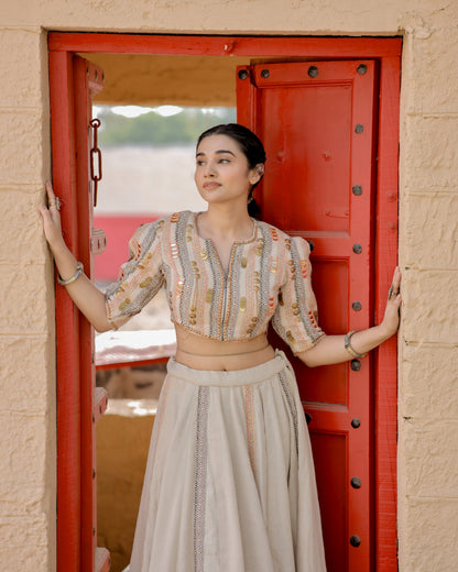 Mirror Work  Navratri Jute Jacket Set