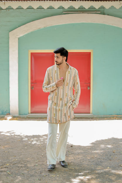 Navratri Beige Jute Men's Kurta