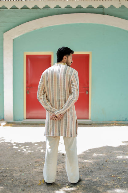 Navratri Beige Jute Men's Kurta
