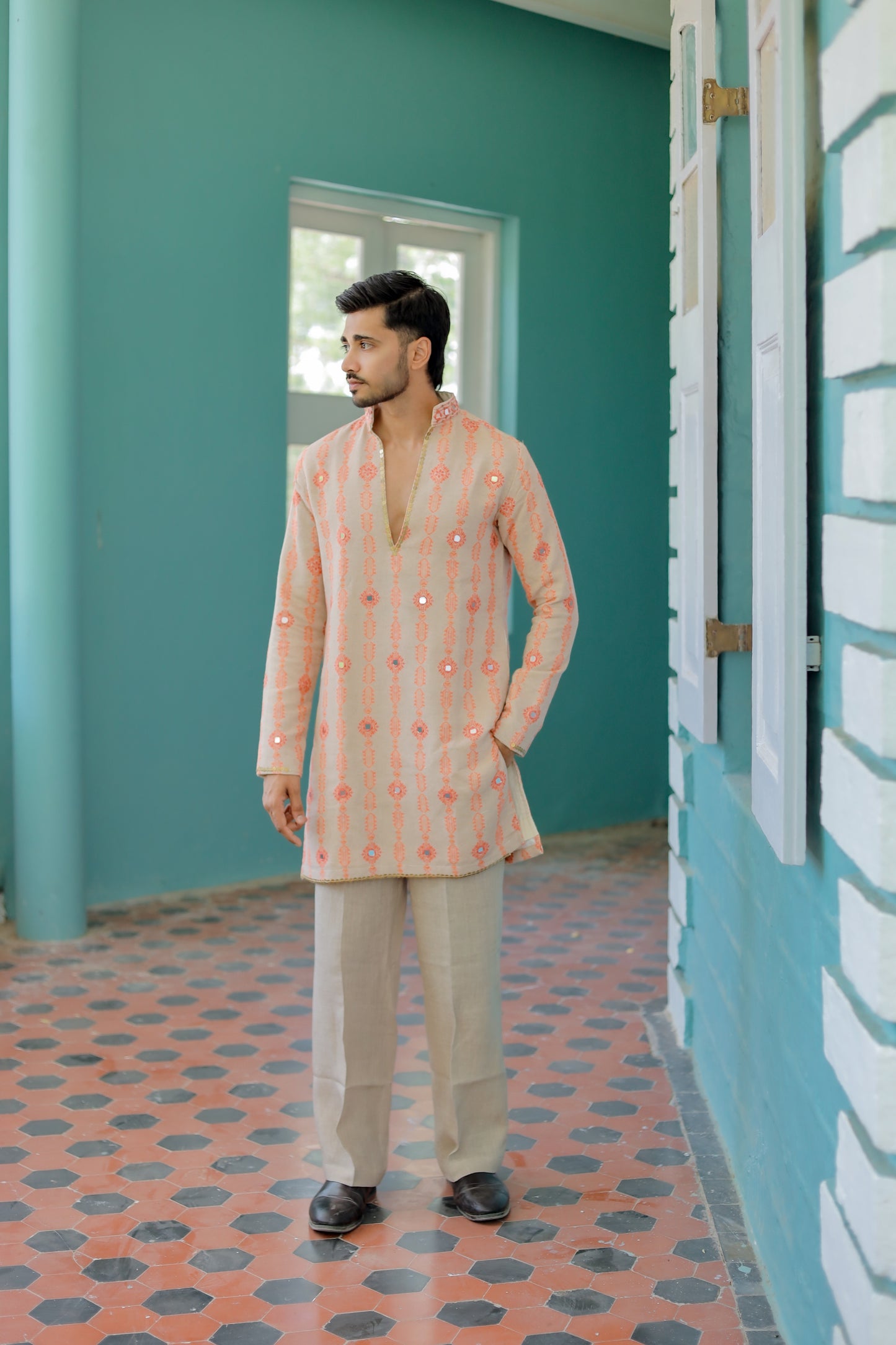 Mirrorline Men's Navratri Jute Kurta Set