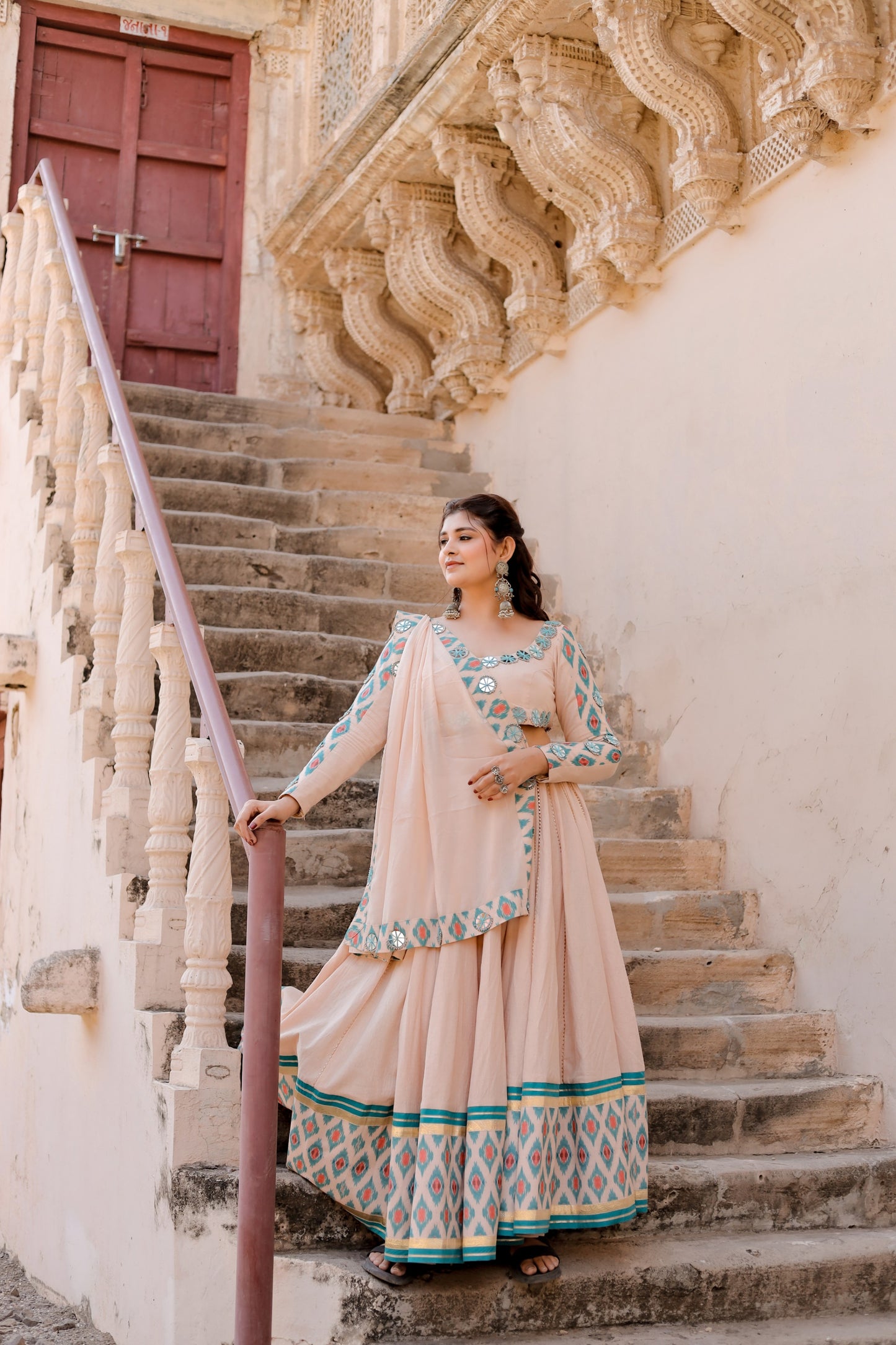 Blush Beige Ikat Grace Navratri Chaniya Choli Set