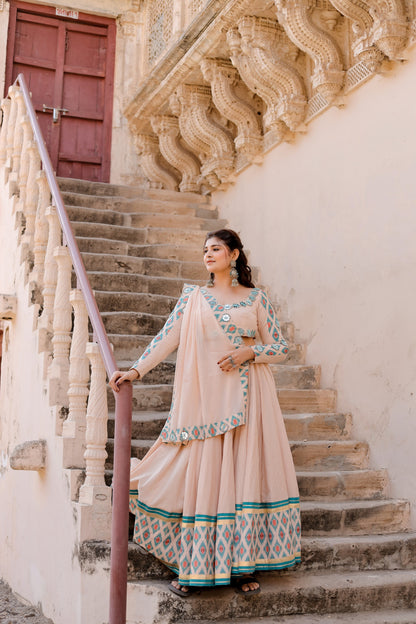 Blush Beige Ikat Grace Navratri Chaniya Choli Set