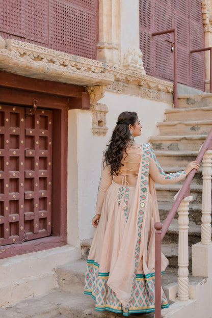 Blush Beige Ikat Grace Navratri Chaniya Choli Set