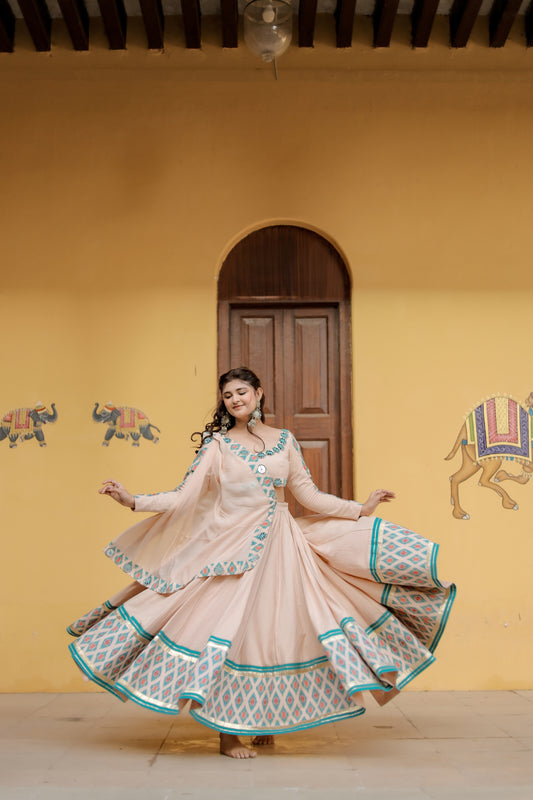 Blush Beige Ikat Grace Navratri Chaniya Choli Set
