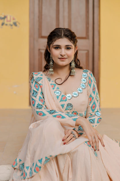 Blush Beige Ikat Grace Navratri Chaniya Choli Set