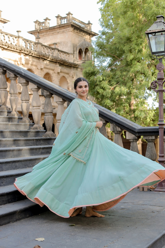 Soft Mint Green Navratri Chaniya Choli Set