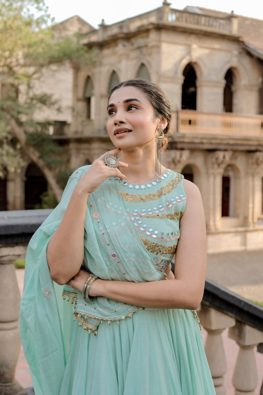 Soft Mint Green Navratri Chaniya Choli Set