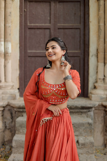 Navratri Rust Chaniya Choli