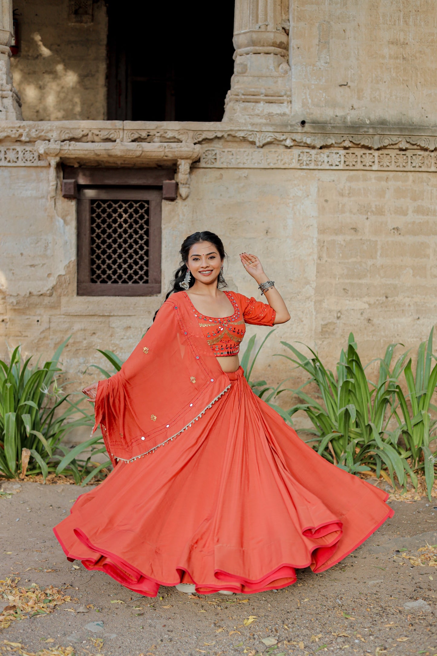 Navratri Rust Chaniya Choli