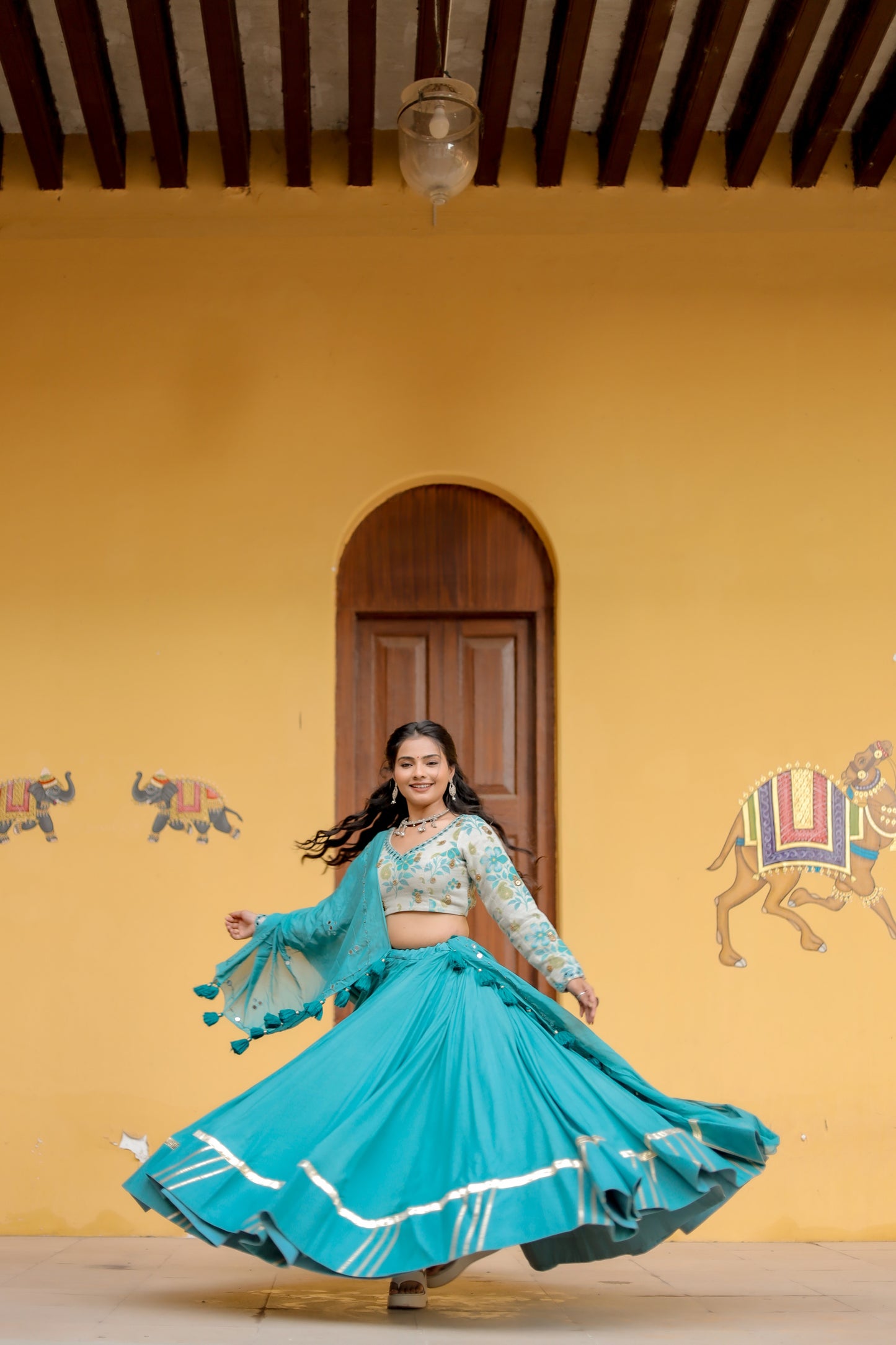 Aqua Bloom Jute Navratri Chaniya Choli