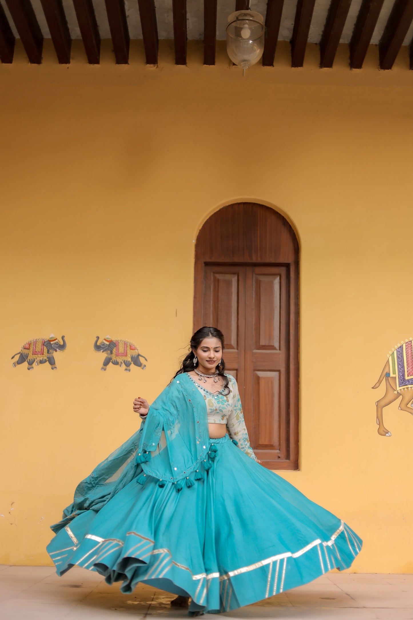 Aqua Bloom Jute Navratri Chaniya Choli