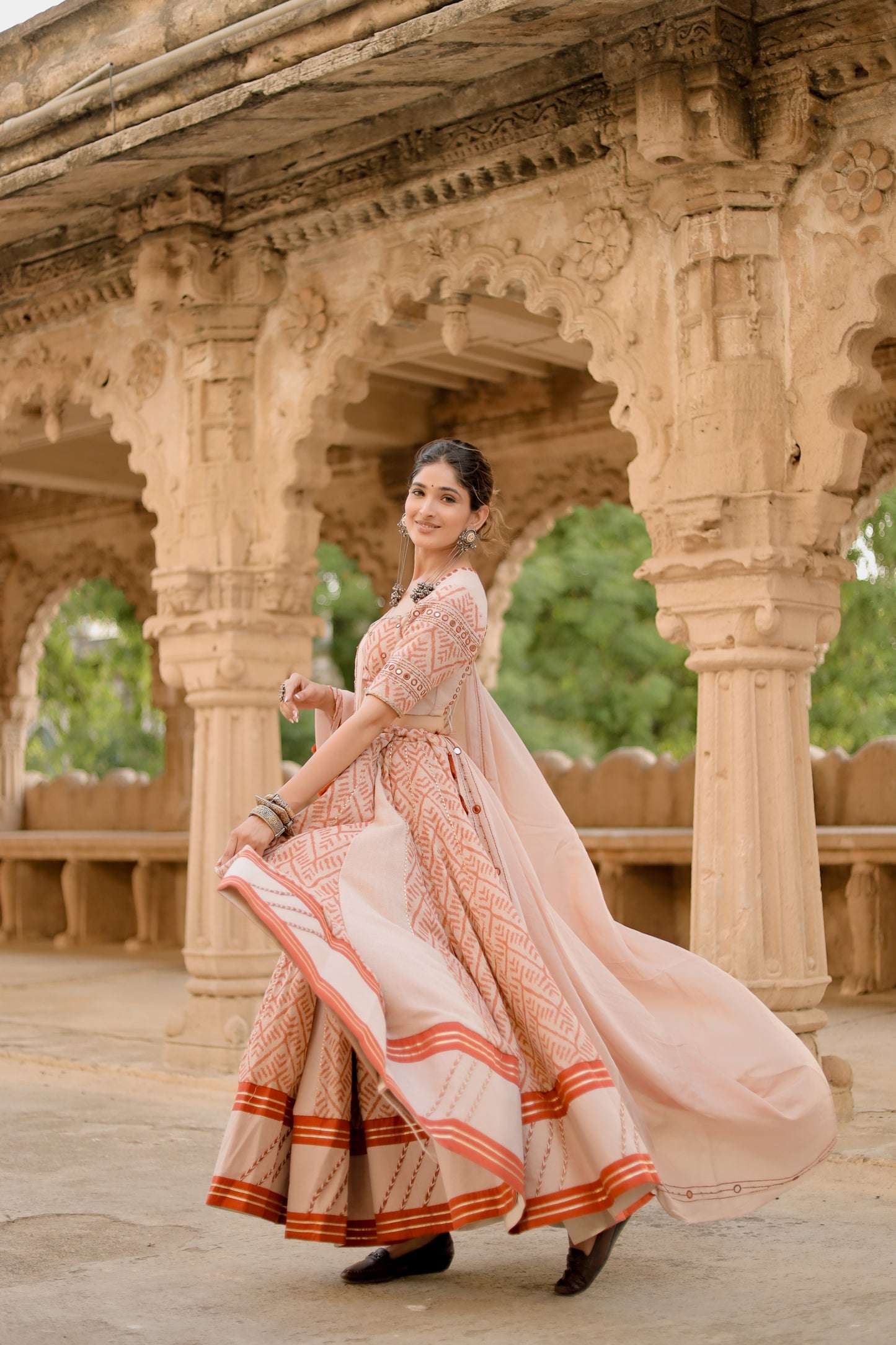Rust  Weave Jute Navratri Chaniya Choli