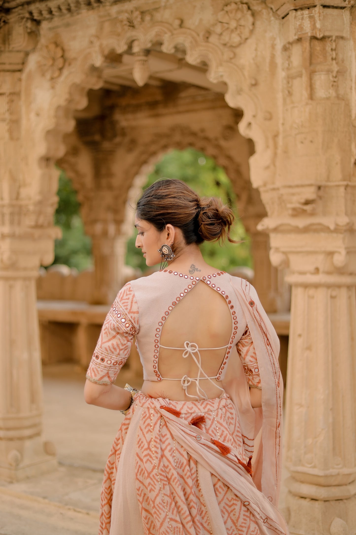 Rust  Weave Jute Navratri Chaniya Choli