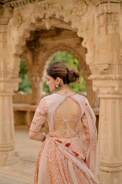 Rust  Weave Jute Navratri Chaniya Choli