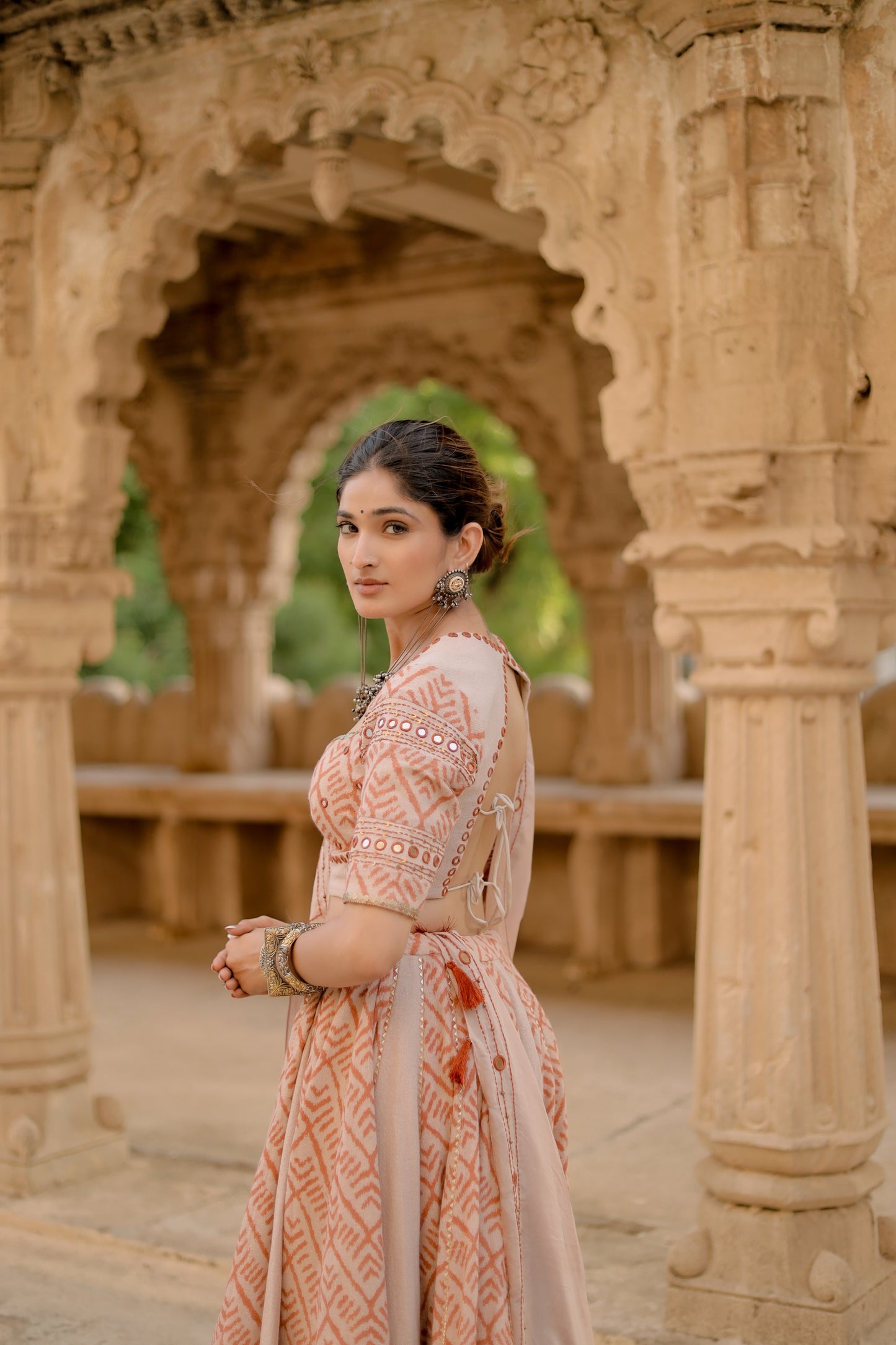 Rust  Weave Jute Navratri Chaniya Choli