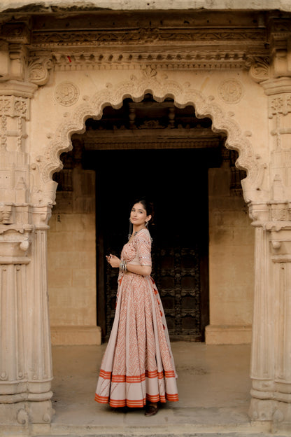 Rust  Weave Jute Navratri Chaniya Choli