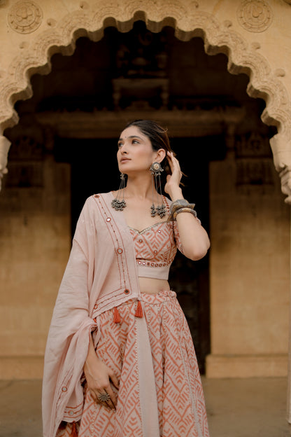 Rust  Weave Jute Navratri Chaniya Choli