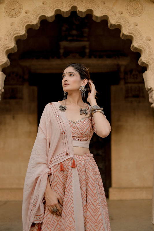 Rust  Weave Jute Navratri Chaniya Choli