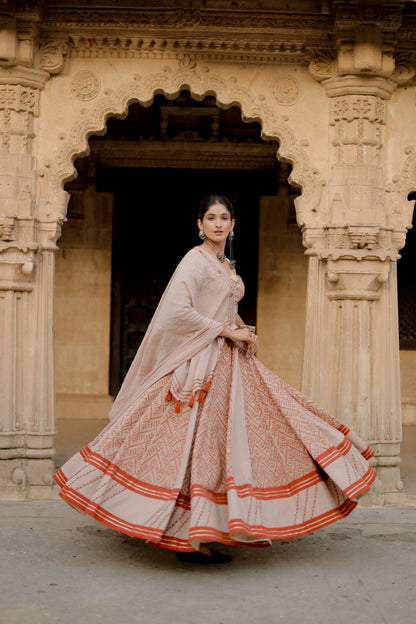 Rust  Weave Jute Navratri Chaniya Choli