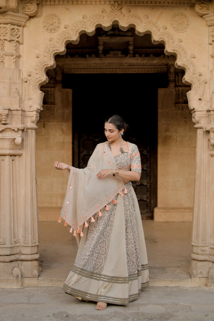 Pearl Mist Jute Navratri Chaniya Choli