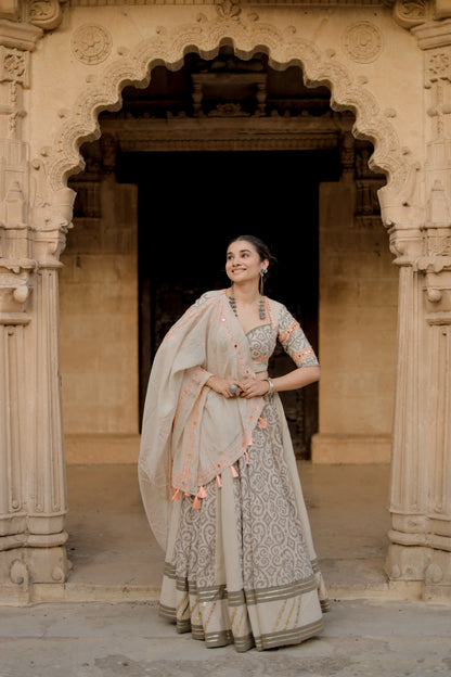Pearl Mist Jute Navratri Chaniya Choli