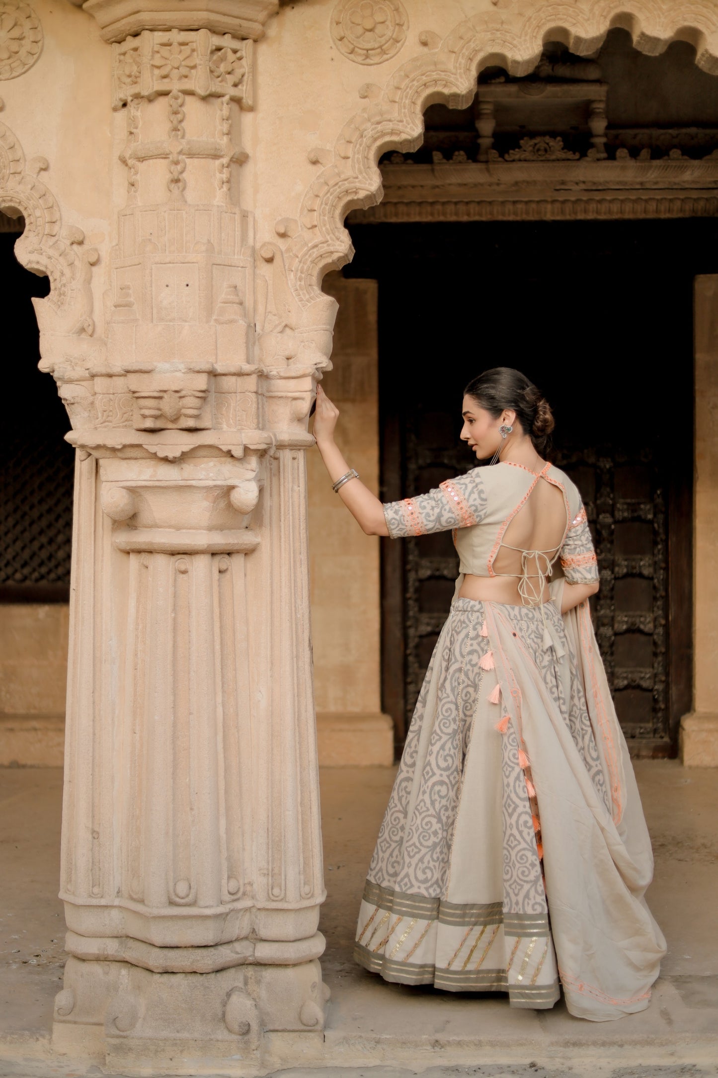 Pearl Mist Jute Navratri Chaniya Choli