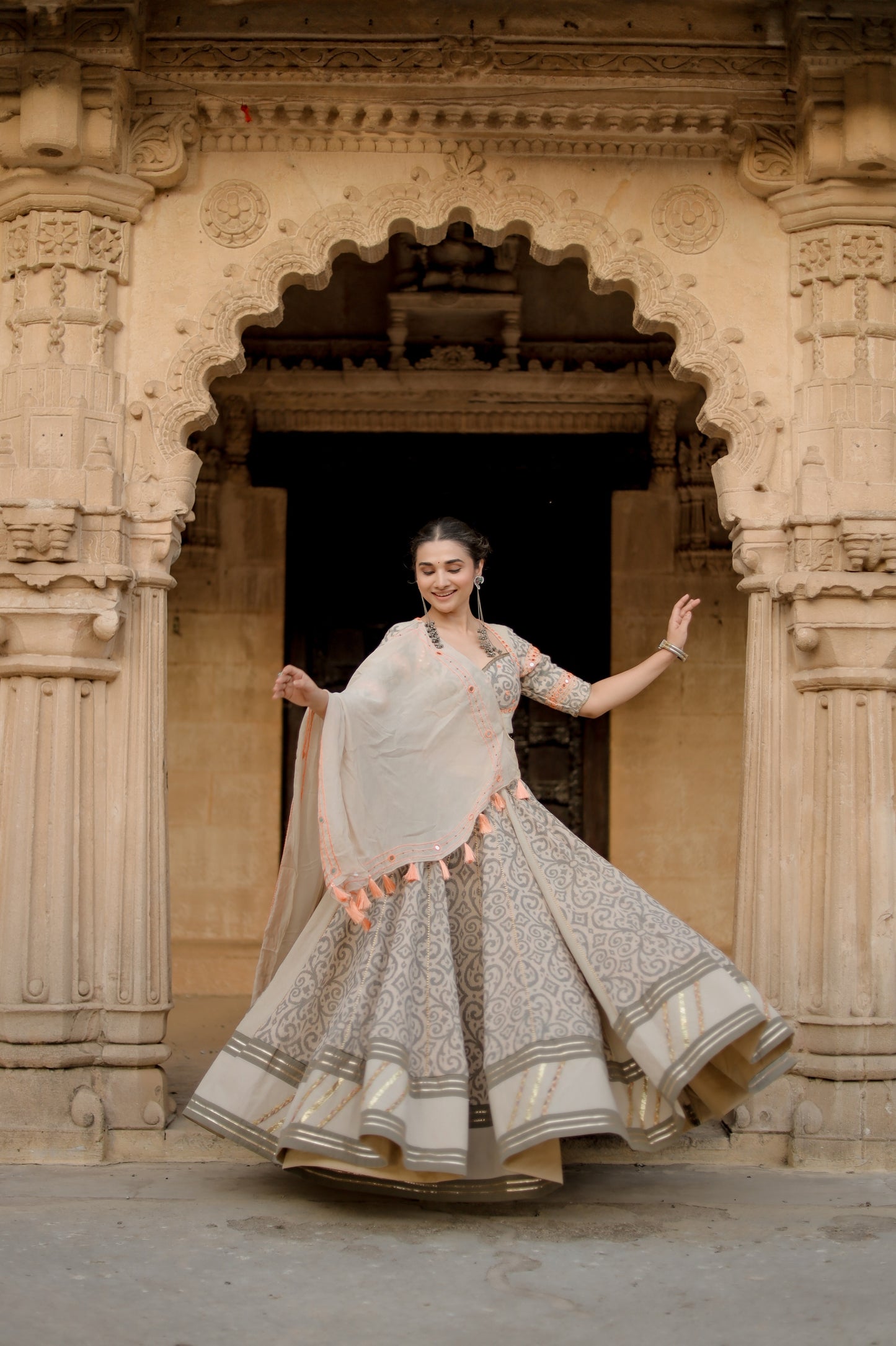 Pearl Mist Jute Navratri Chaniya Choli