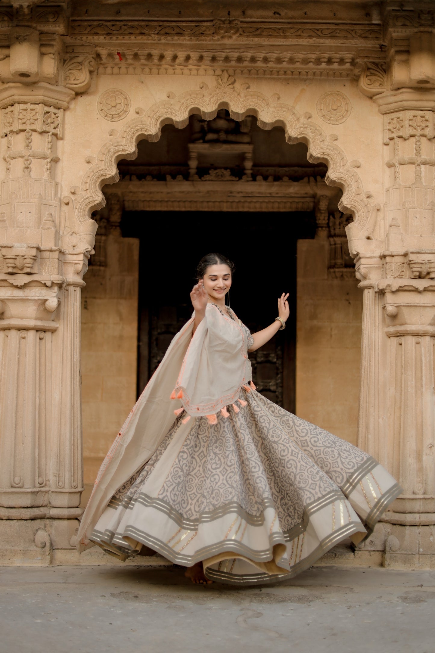 Pearl Mist Jute Navratri Chaniya Choli