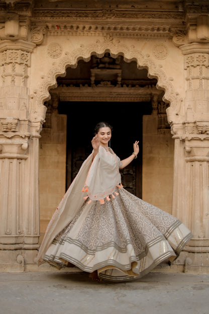 Pearl Mist Jute Navratri Chaniya Choli
