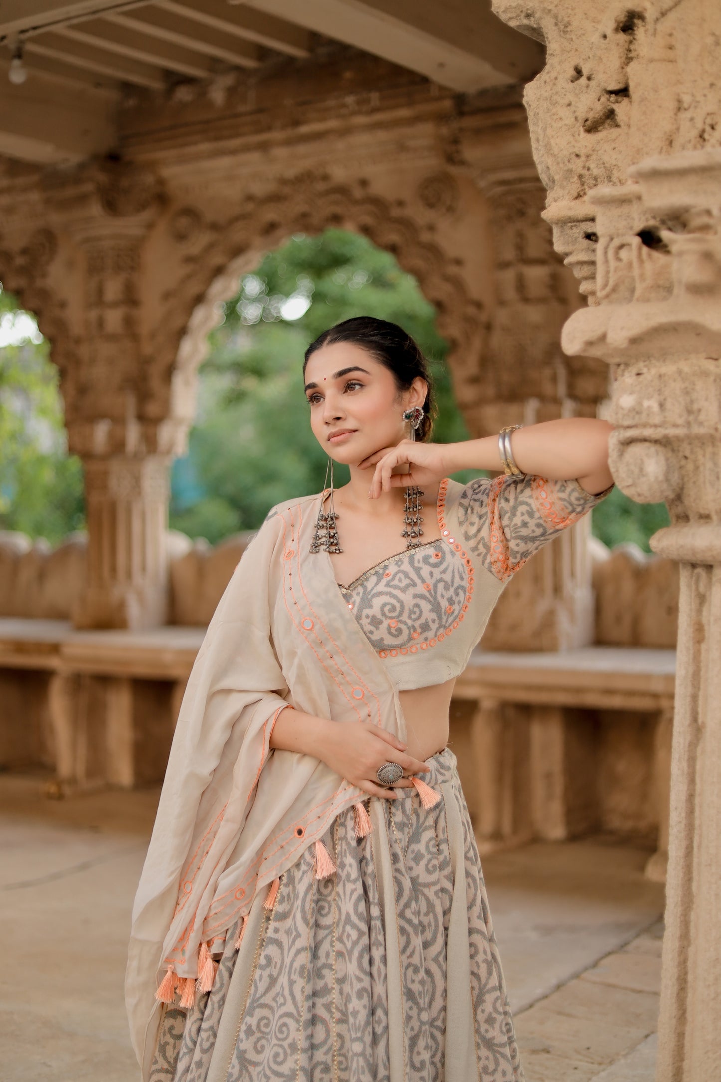 Pearl Mist Jute Navratri Chaniya Choli