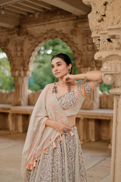 Pearl Mist Jute Navratri Chaniya Choli