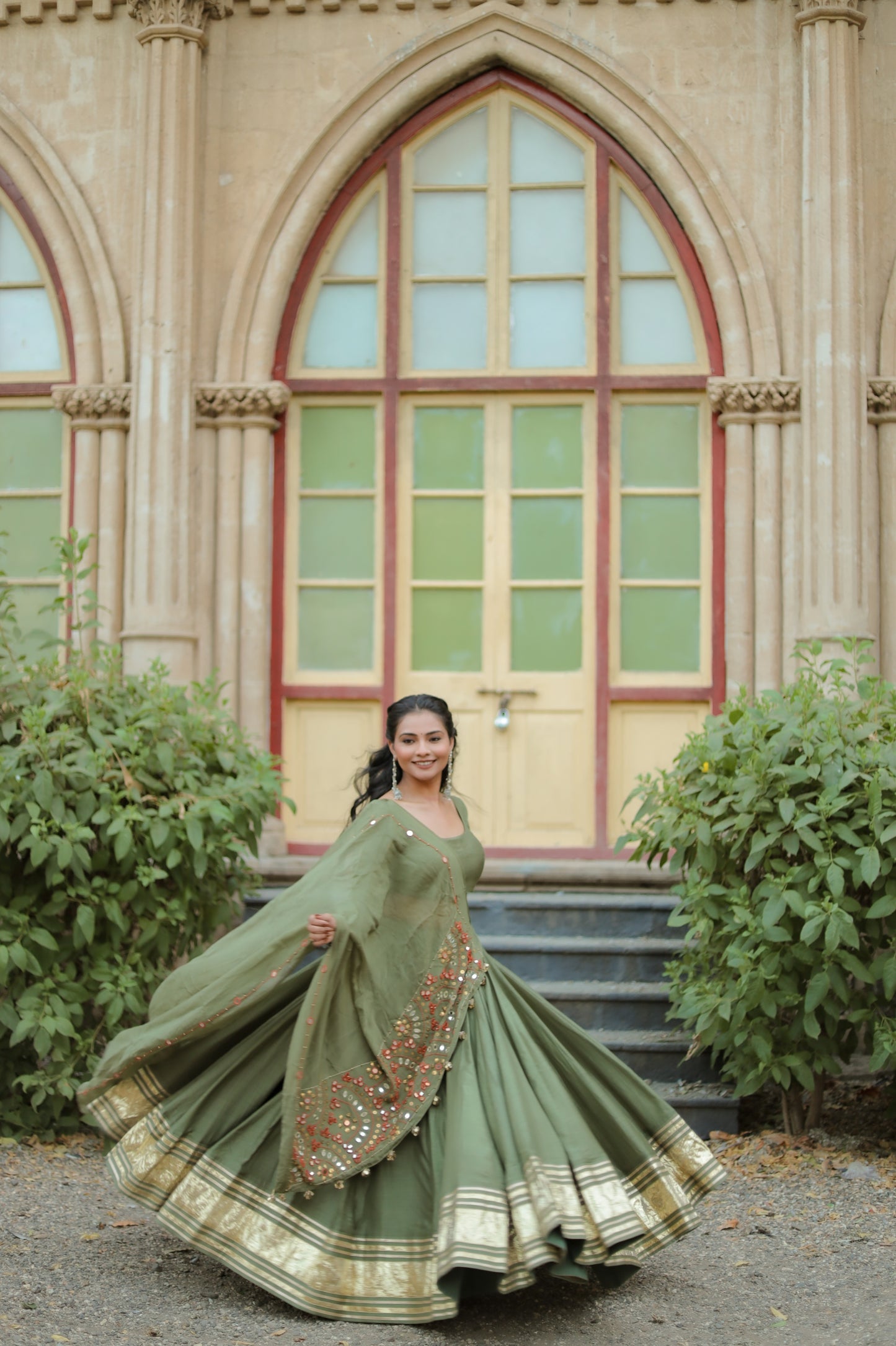 Olive Green  Hevay Daman Dupptta Navratri Chaniya Choli