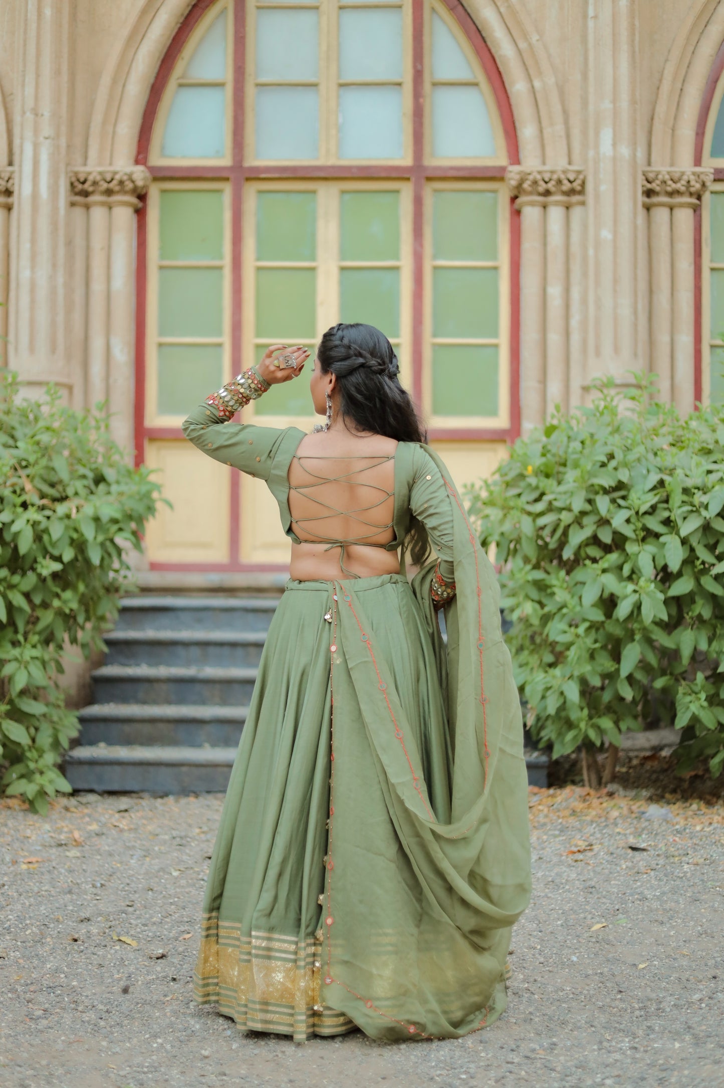 Olive Green  Hevay Daman Dupptta Navratri Chaniya Choli