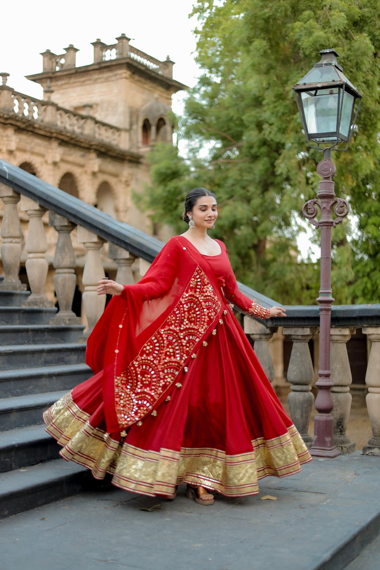 Rani Red Hevay Daman Dupptta Navratri Chaniya Choli